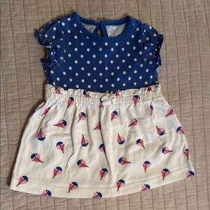Circo Blue and Cream Polka Dot Dress
